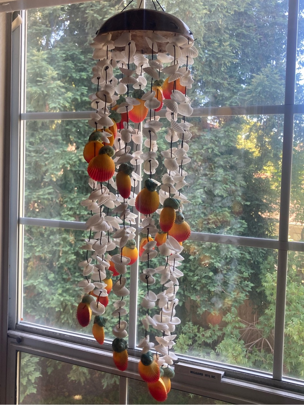 Seashell & Colored Shell Wind Chime Mobile - Coastal Wall Hanging